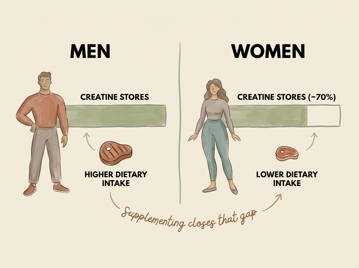 Women have about 70% of men's creatine stores