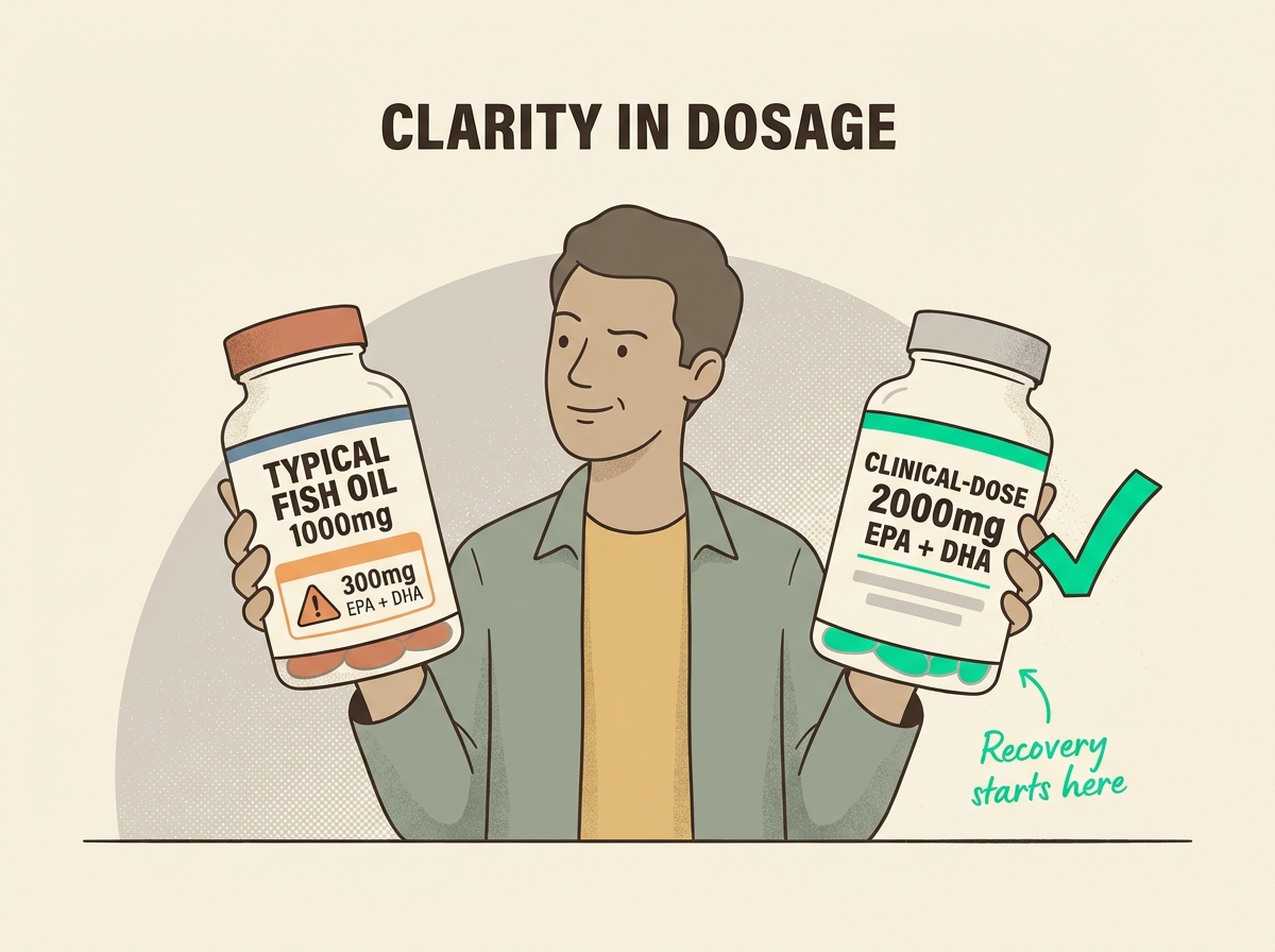 The gap between typical fish oil labels and clinical doses of EPA plus DHA