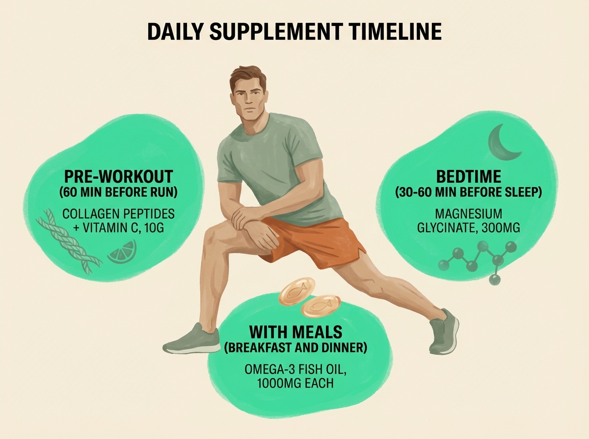 Daily timing plan for the four-supplement runner recovery protocol
