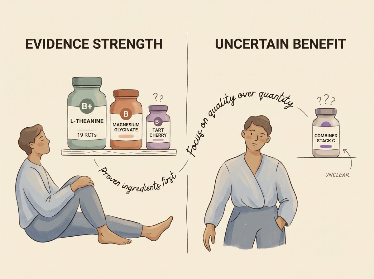 Evidence grades for each supplement in the sleep stack